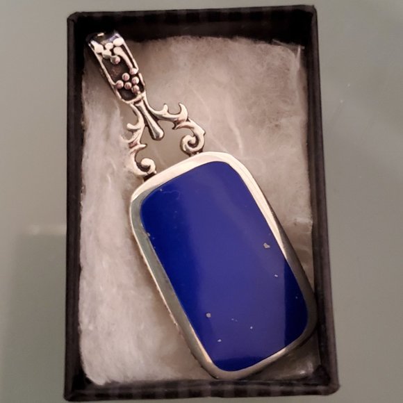 Reversible Turquoise & Lapis SST Pendant - Picture 2 of 8